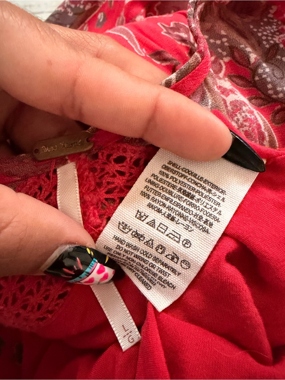 Free People Red Paisley Tie-Front V-Neck Tunic - Picture 8 of 8